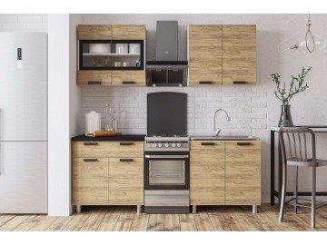 Кухня Крафт 1,6 м, Крафт, Черный янтарь