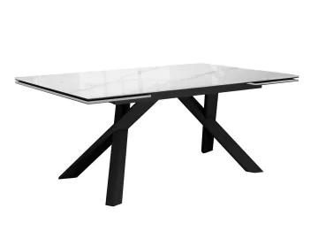 Стол DikLine DKX140 керамика Carrara Gloss (мрамор глянец белый), подстолье черное, опоры черные (2уп.)