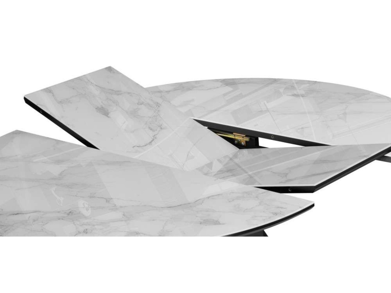 Рикла 120(160) белый мрамор / черный Стол стеклянный арт. 1575597