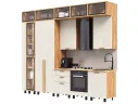 Кухня Рио NEW (дерево) 3,2/1260м (490), компоновка №7, Крафт золотой/Шелковый камень арт. 1576551