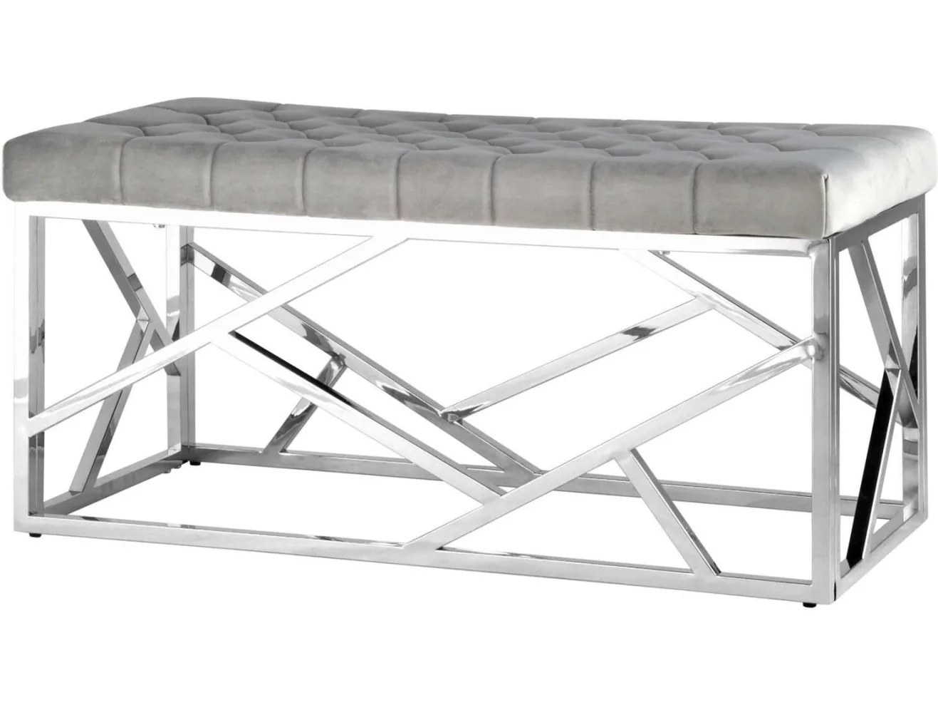 Банкетка-скамейка Stool Group АРТ ДЕКО Вельвет серый/Сталь серебро  Mebel арт. 1599015