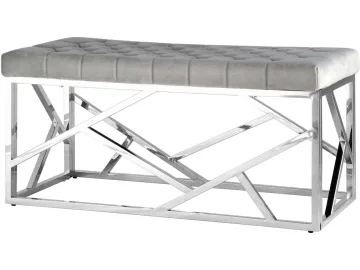 Банкетка-скамейка Stool Group АРТ ДЕКО Вельвет серый/Сталь серебро  Mebel