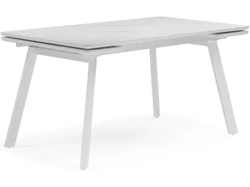 Норман 140 (200) х 80 белый мрамор alpin white / snow white / белый Керамический стол