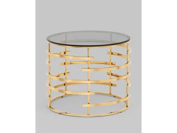 Журнальный столик STOOL GROUP Инфлюэнс 60*60 Стекло smoke/Сталь золото
