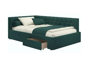 Мягкая кровать-тахта Afelia 1200 изумруд с ящиками