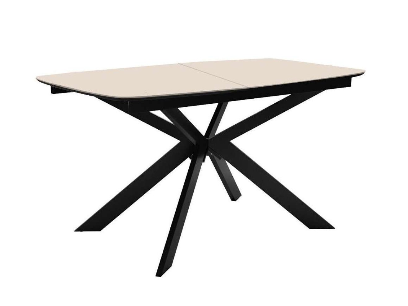 Стол DikLine BK140 керамика Krater Perla (бежевый матовый), подстолье черное, опоры черные