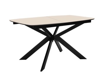 Стол DikLine BK140 керамика Krater Perla (бежевый матовый), подстолье черное, опоры черные