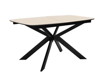 Стол DikLine BK140 керамика Krater Perla (бежевый матовый), подстолье черное, опоры черные
