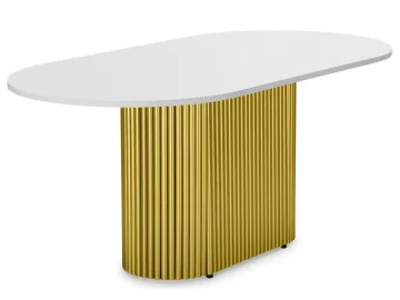 Барон О 200 х 90 белая пленка шагрень / золотые ноги Стол деревянный