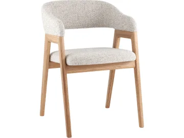 Стул STOOL GROUP Эйко массив дуба Рогожка молочно-бежевый/Бесцветный матовый