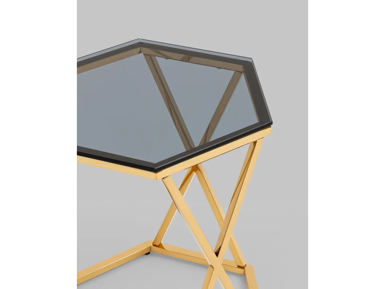 Журнальный столик STOOL GROUP Круз 48*42 Стекло smoke/Сталь золото арт. 7149368601