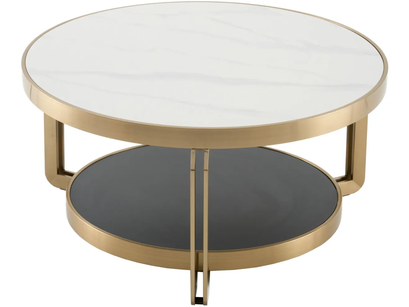 Стол журнальный STOOL GROUP Калисто 90*90 Светлая и темная керамика, сталь шампань арт. 9649550601
