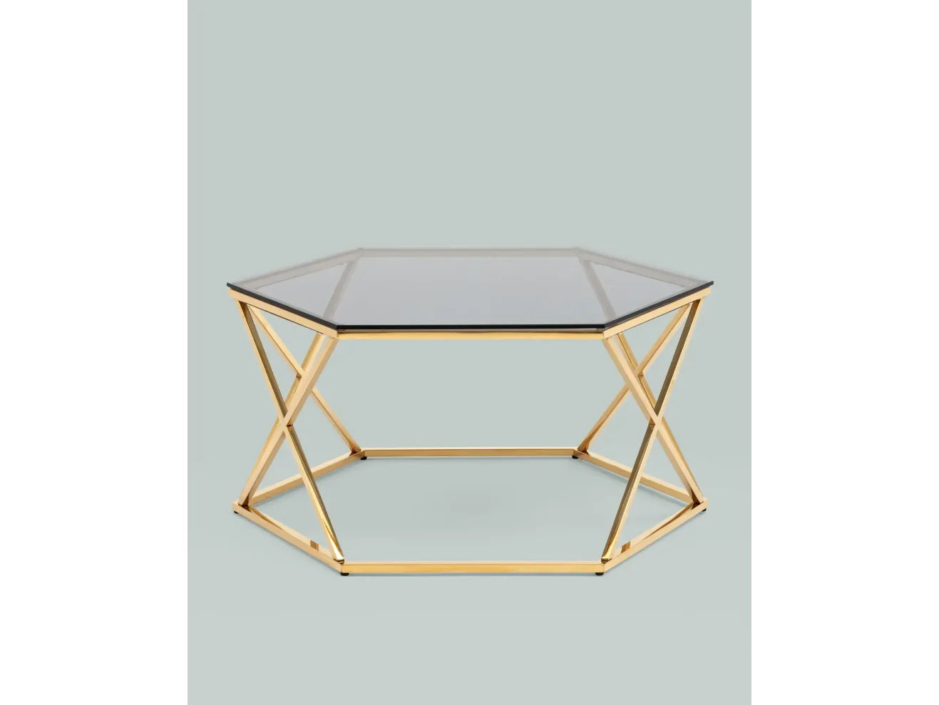 Журнальный столик STOOL GROUP Круз 93*80 Стекло smoke/Сталь золото арт. 6481813301