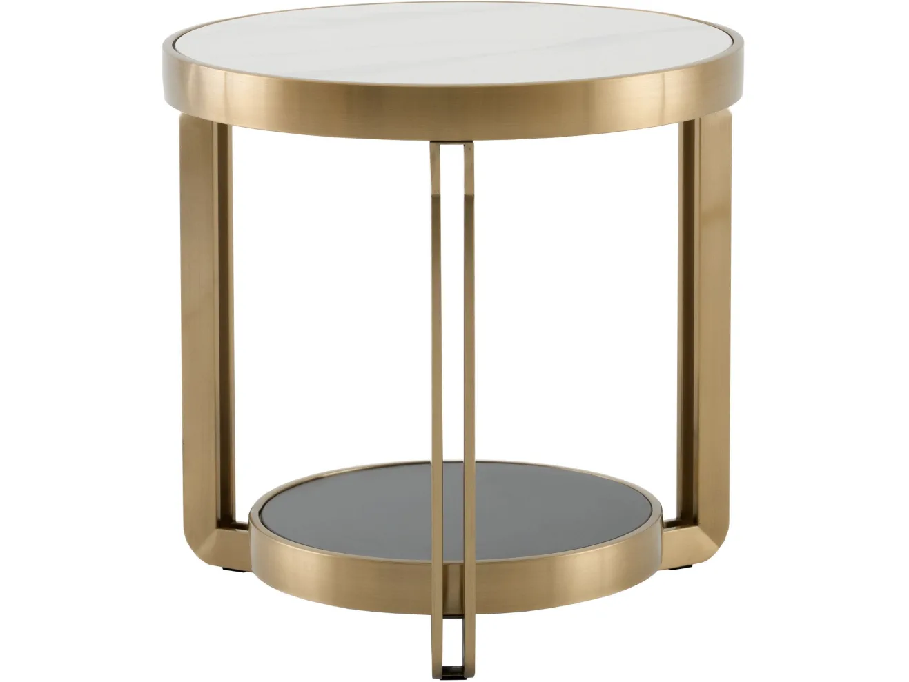 Стол журнальный STOOL GROUP Калисто 55*55 Светлая и темная керамика, сталь шампань арт. 1004389601