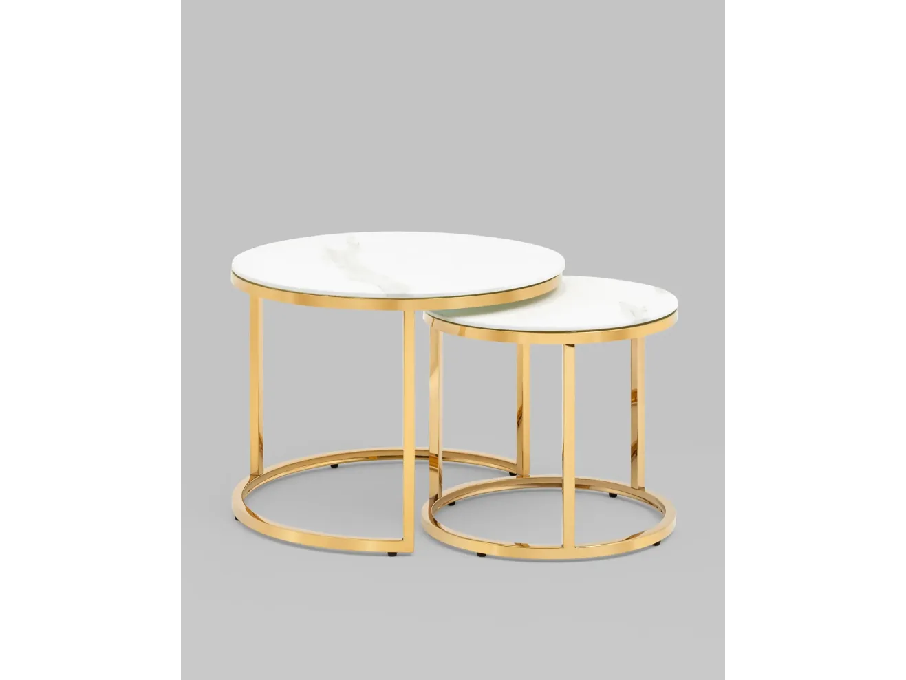 Набор журнальных столиков STOOL GROUP Селена 60 и 45 см Белый мрамор/Золото арт. 9051420901