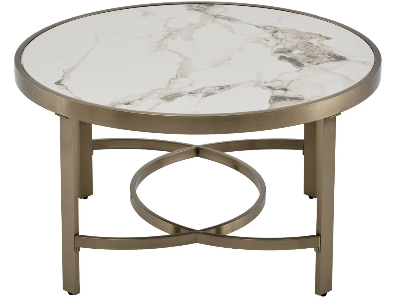 Стол журнальный STOOL GROUP Адриана 80*80 Светлая керамика, сталь шампань арт. 9337788401