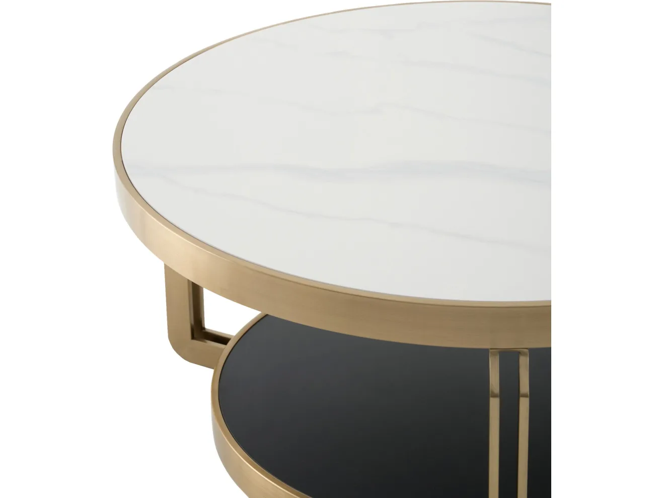 Стол журнальный STOOL GROUP Калисто 90*90 Светлая и темная керамика, сталь шампань арт. 9649550601