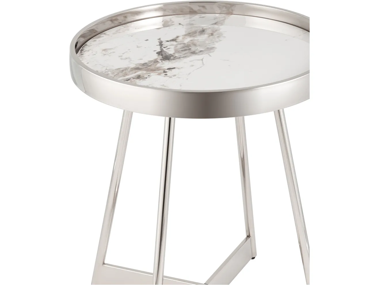 Журнальный столик STOOL GROUP Гера 50*50 Белая керамика, сталь серебро арт. 7265529601