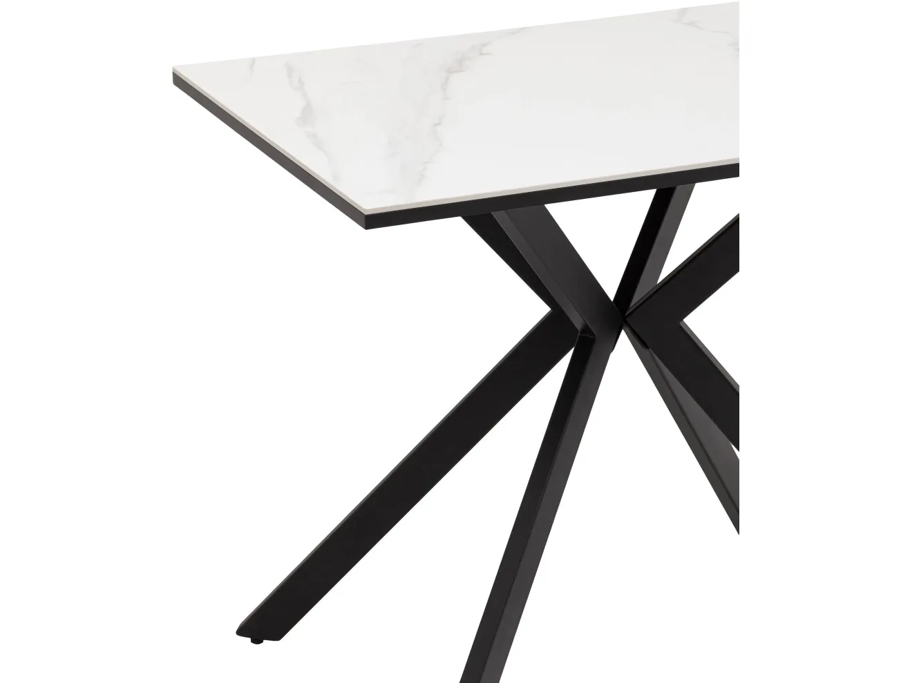 Стол обеденный STOOL GROUP Мармер мини нераскладной 90х60х75 столешница МДФ/керамика Snow white, подстолье металл черный арт. 3771762902