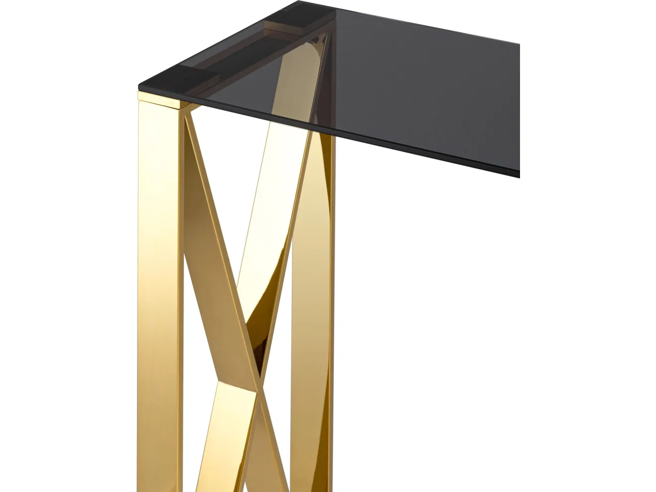 Консоль Stool Group КРОСС 115х30 Стекло smoke/Сталь золото арт. 6789824102
