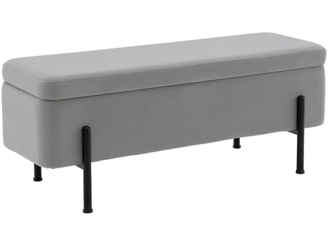 Банкетка STOOL GROUP Болейн с ящиком Велюр серый, черные ножки арт. 2080726708