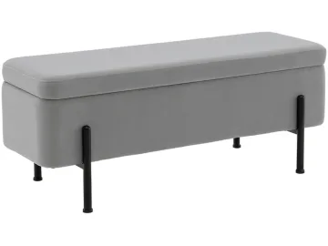 Банкетка STOOL GROUP Болейн с ящиком Велюр серый, черные ножки