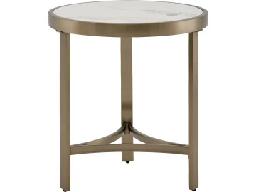 Стол журнальный STOOL GROUP Адриана 50*50 Светлая керамика, сталь шампань