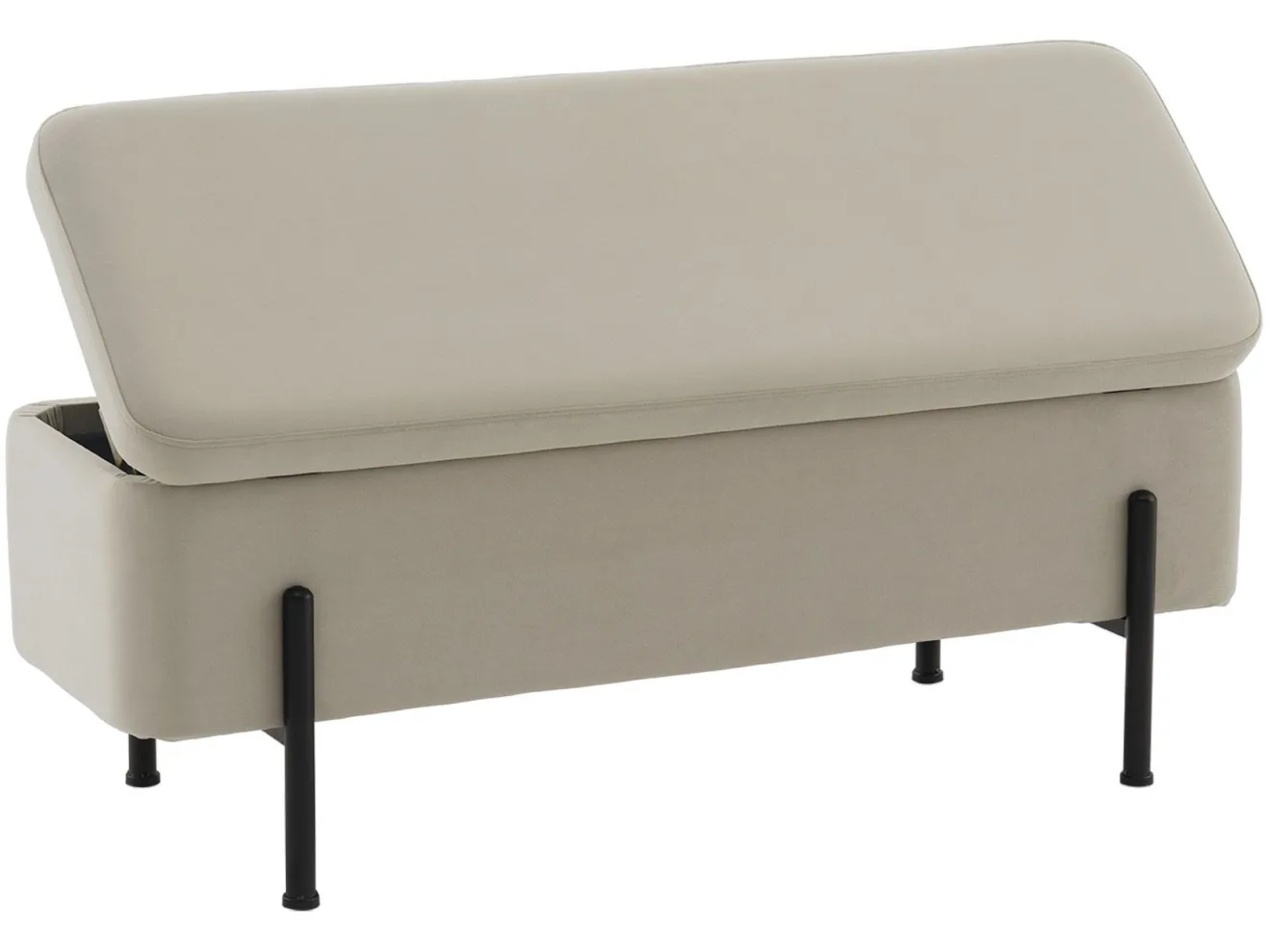 Банкетка STOOL GROUP Болейн с ящиком Велюр бежевый, черные ножки арт. 2080726707