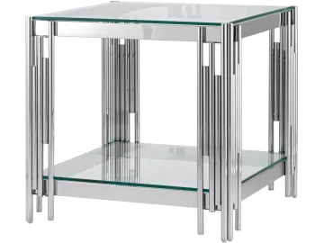 Журнальный столик Stool Group ГЭТСБИ 55*55 Прозрачное стекло/Сталь серебро
