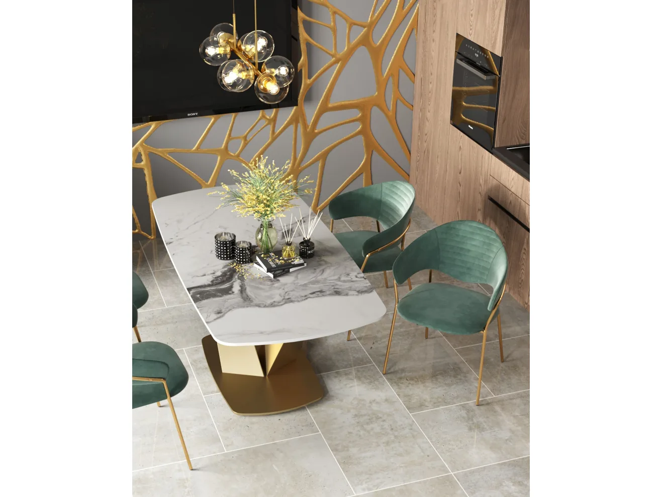 Стол обеденный Stool Group Аврора 160*90 Керамика светлая арт. 1317464301