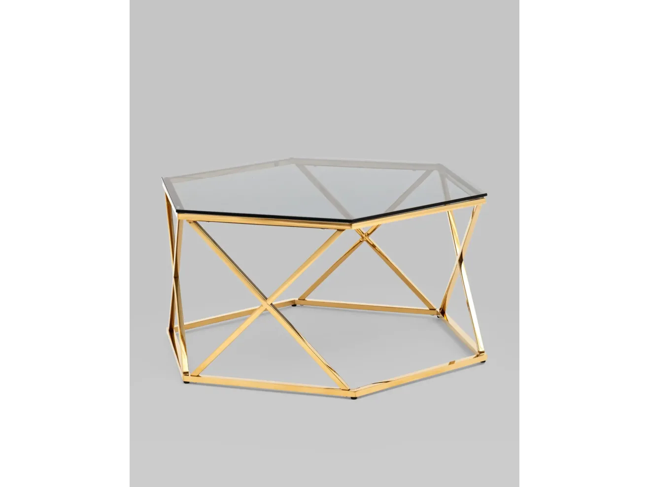 Журнальный столик STOOL GROUP Круз 93*80 Стекло smoke/Сталь золото арт. 6481813301