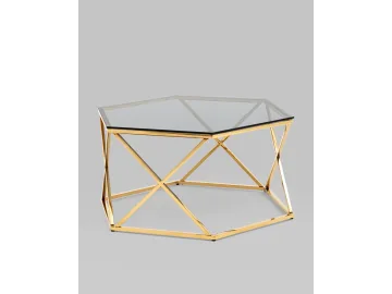Журнальный столик STOOL GROUP Круз 93*80 Стекло smoke/Сталь золото