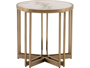 Стол журнальный STOOL GROUP Алиада 55*55 Светлая керамика/шампань