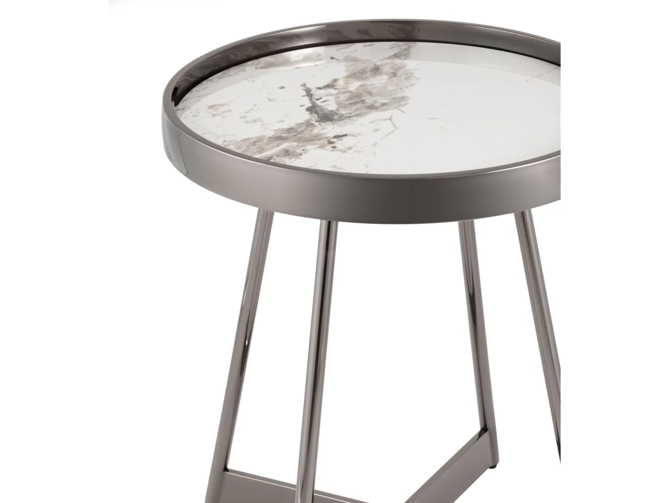 Журнальный столик STOOL GROUP Гера 50*50 Белая керамика, сталь тёмный хром арт. 7265529602