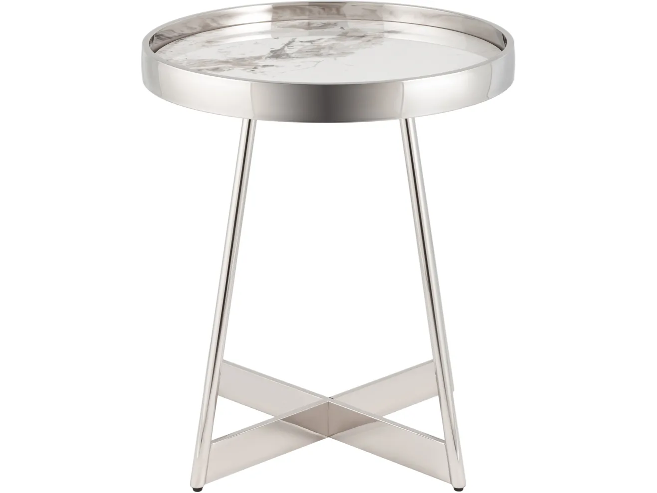 Журнальный столик STOOL GROUP Гера 50*50 Белая керамика, сталь серебро арт. 7265529601