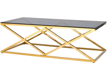 Журнальный стол Stool Group ИНСИГНИЯ 120х60 Cтекло smoke/Cталь золото
