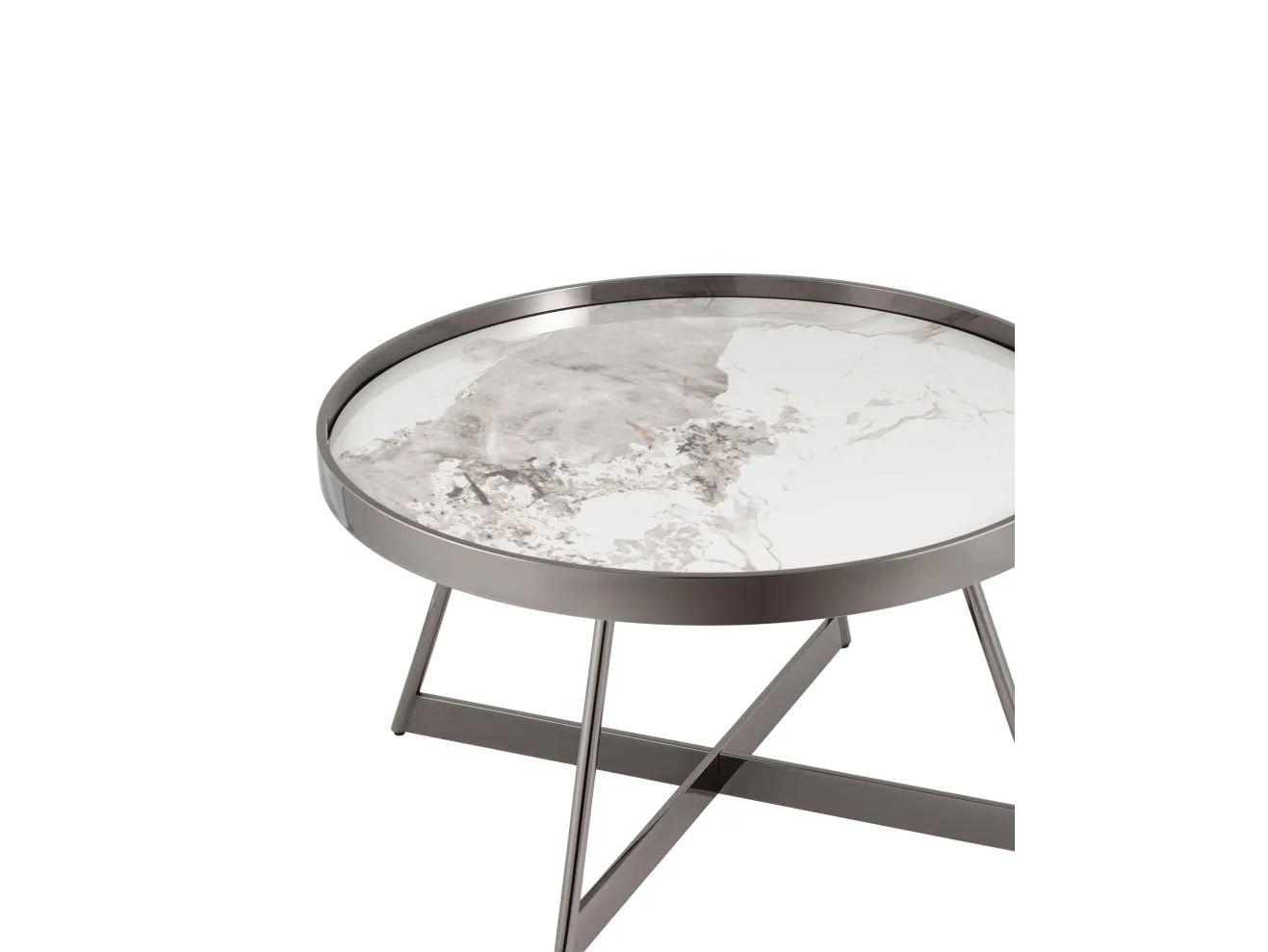Журнальный столик STOOL GROUP Гера 80*80 Белая керамика, сталь тёмный хром арт. 5772526402
