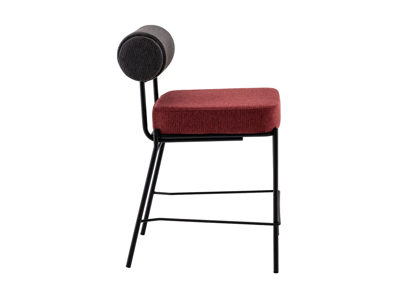 Стул полубарный STOOL GROUP Ponpoun Тёмно-серый, бордо арт. 1082097903