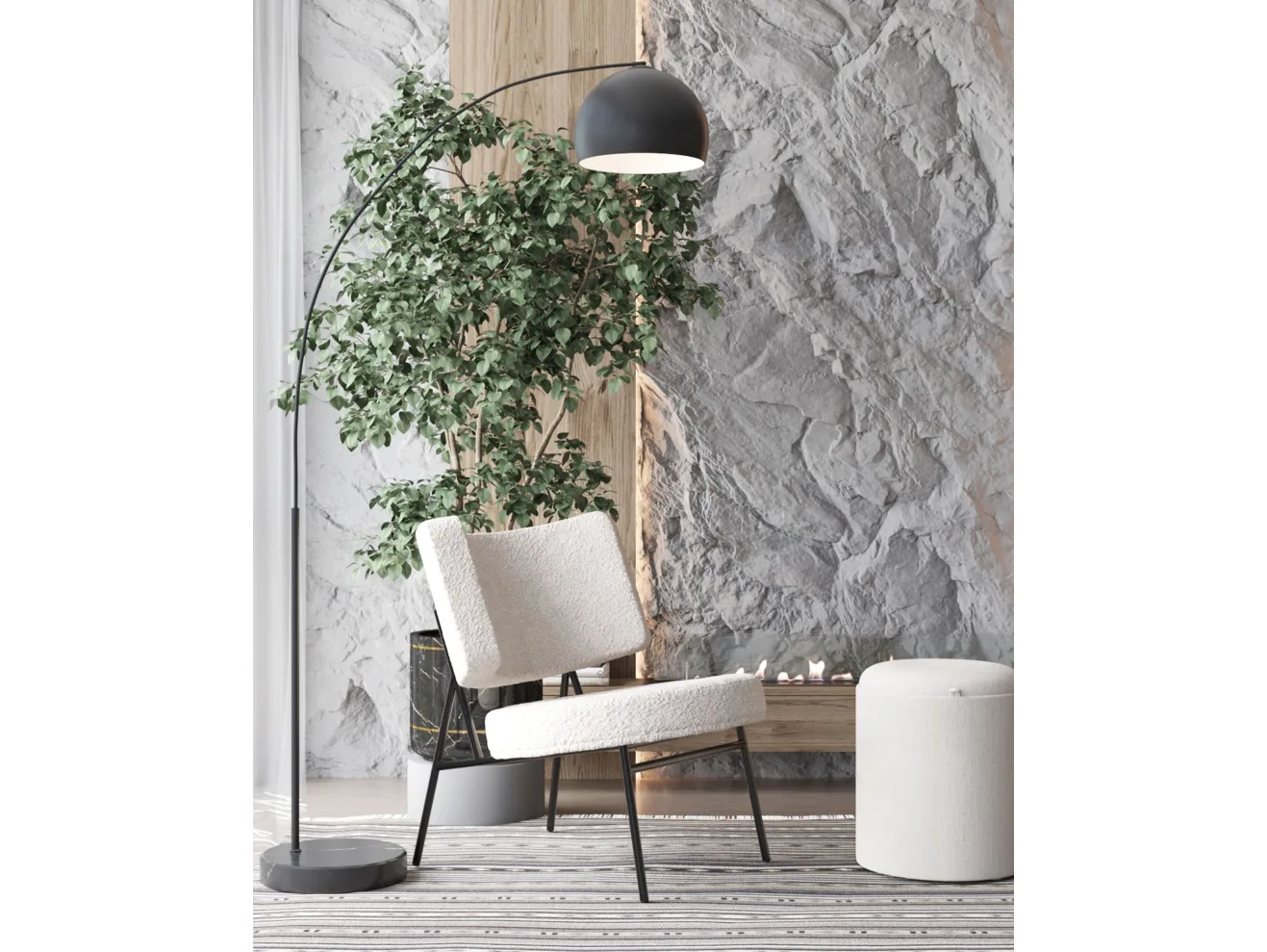 Кресло STOOL GROUP District Lounge Букле белый арт. 8681540001