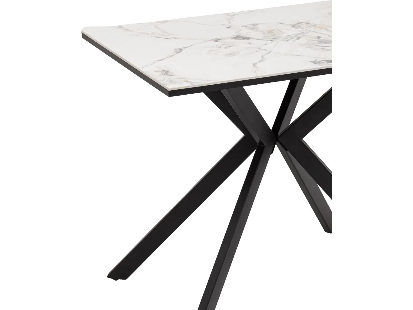 Стол обеденный STOOL GROUP Мармер мини нераскладной 90х60х75 столешница МДФ/керамика Gold jade, подстолье металл черный арт. 3771762904