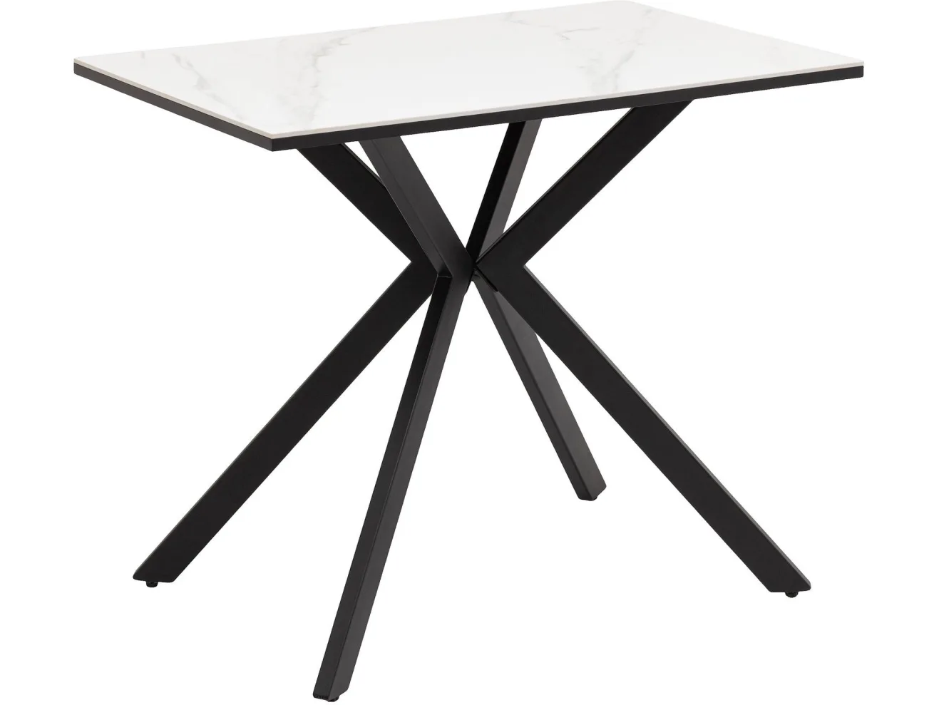 Стол обеденный STOOL GROUP Мармер мини нераскладной 90х60х75 столешница МДФ/керамика Snow white, подстолье металл черный арт. 3771762902