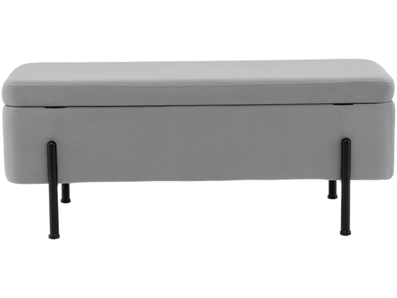 Банкетка STOOL GROUP Болейн с ящиком Велюр серый, черные ножки арт. 2080726708