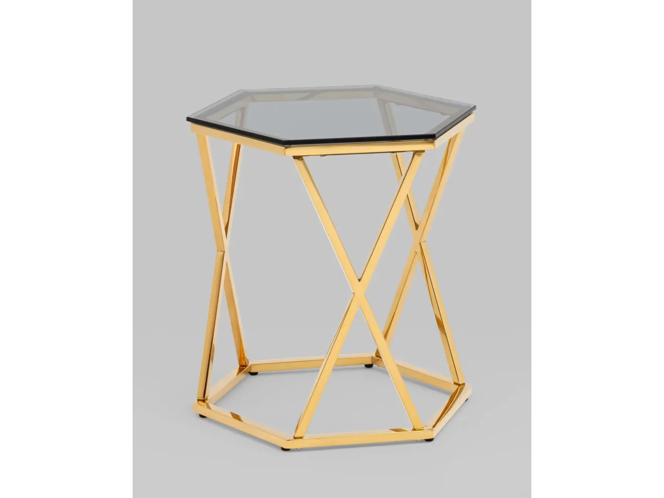 Журнальный столик STOOL GROUP Круз 48*42 Стекло smoke/Сталь золото арт. 7149368601