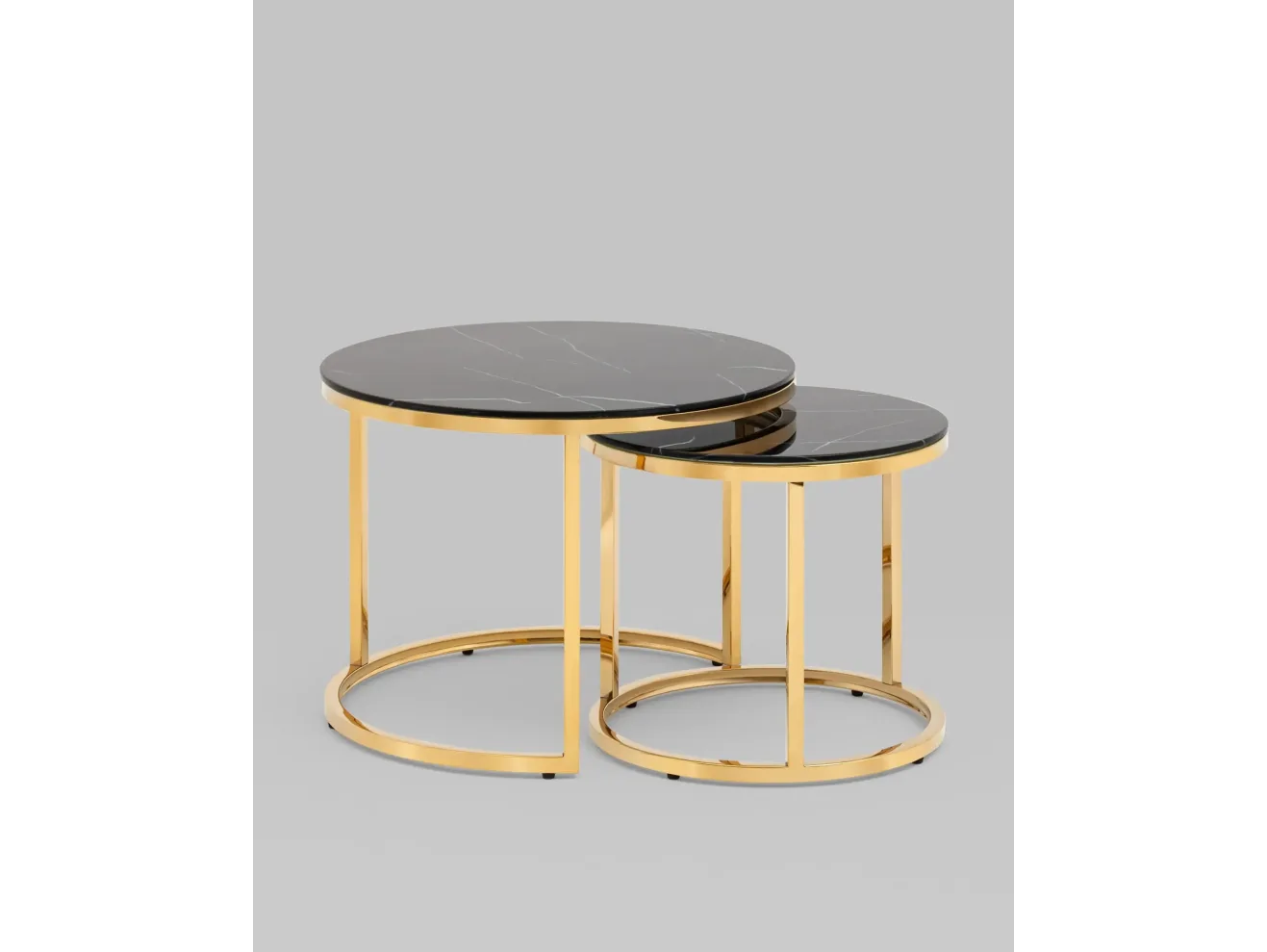Набор журнальных столиков STOOL GROUP Селена 60 и 45 см Черный мрамор/Золото арт. 9051420902