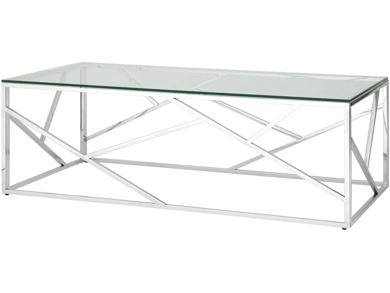 Журнальный стол Stool Group АРТ ДЕКО 120х60 Прозрачное стекло/Сталь серебро арт. 1402446402