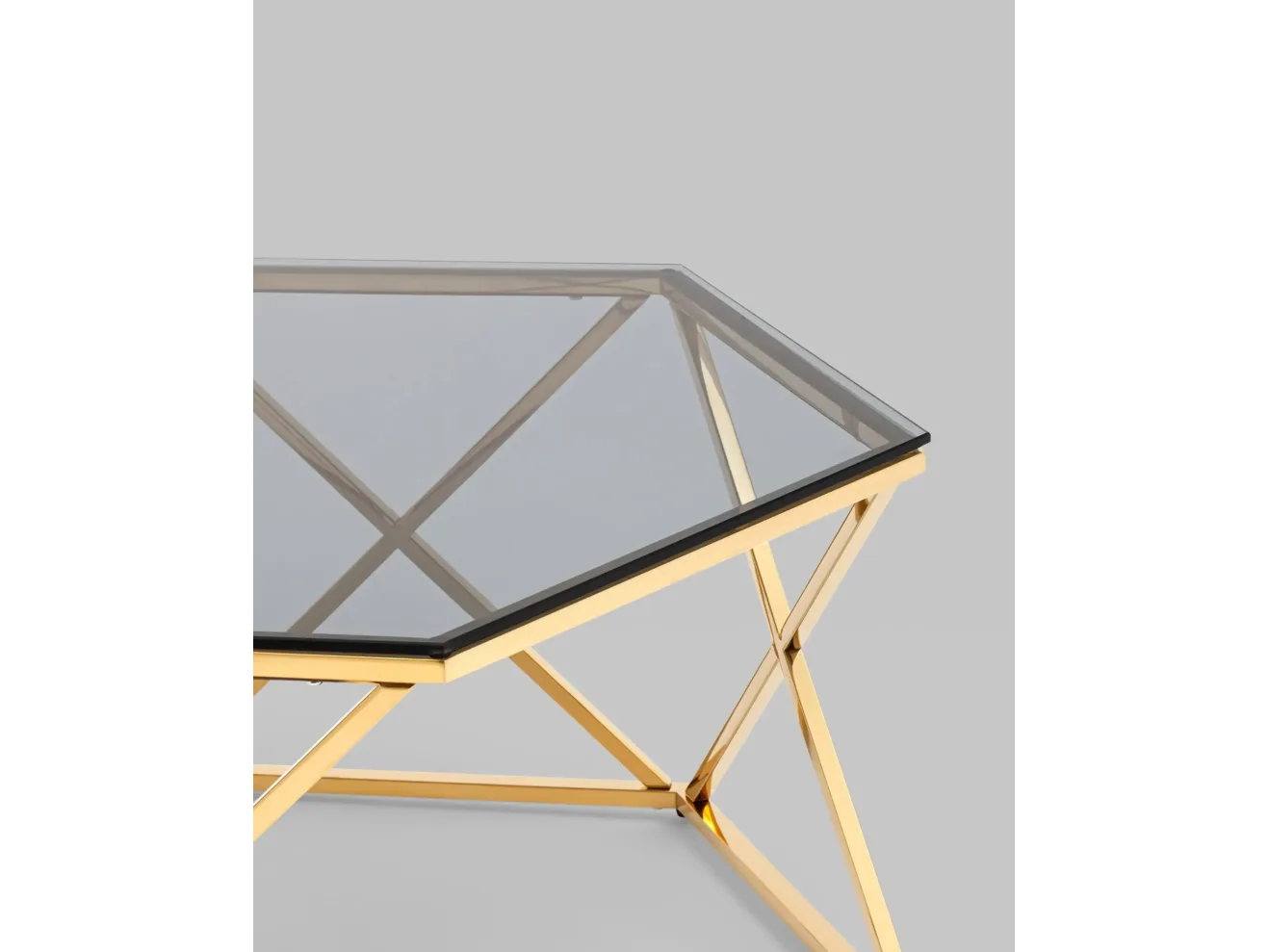 Журнальный столик STOOL GROUP Круз 93*80 Стекло smoke/Сталь золото арт. 6481813301