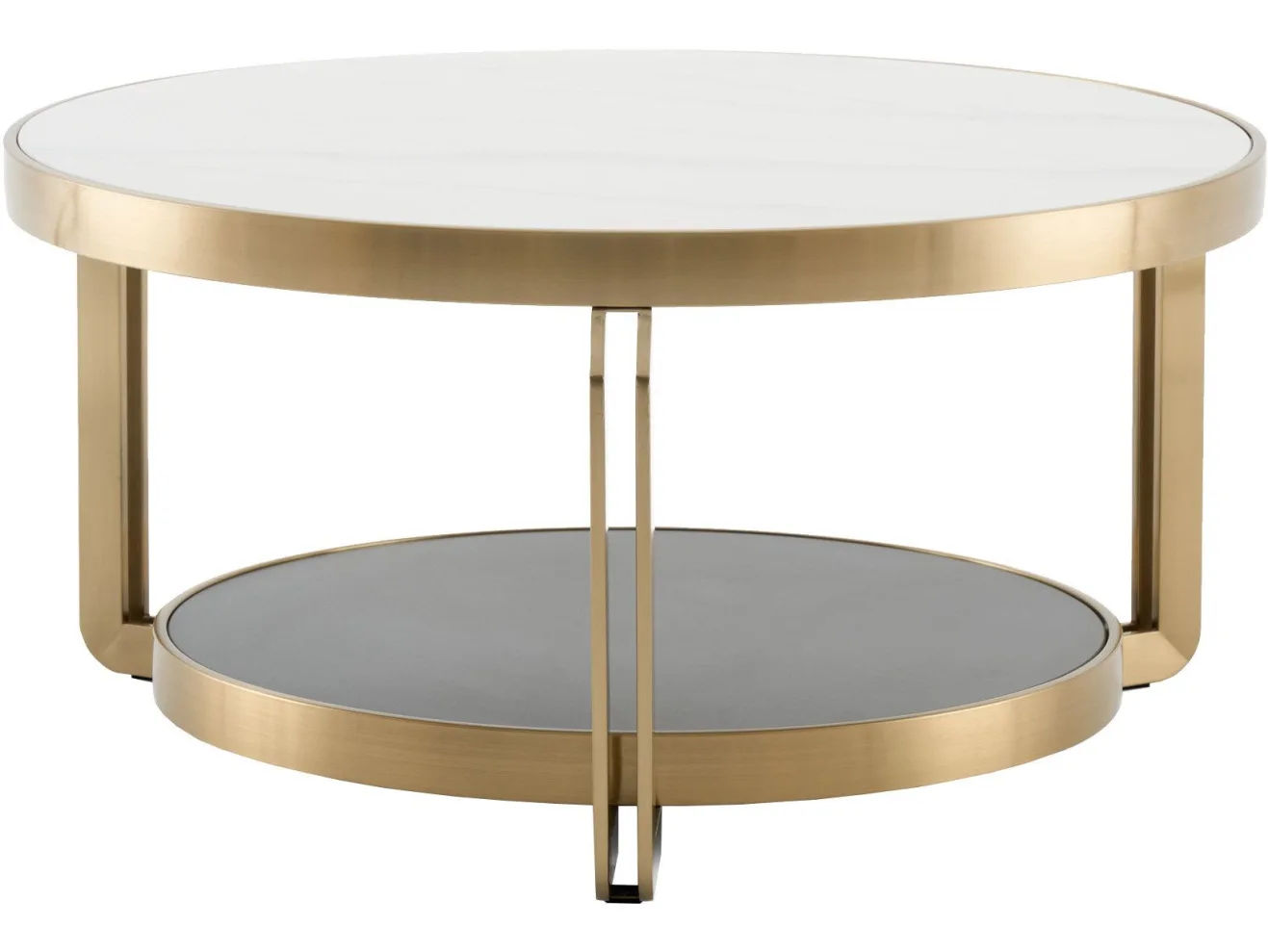 Стол журнальный STOOL GROUP Калисто 90*90 Светлая и темная керамика, сталь шампань арт. 9649550601