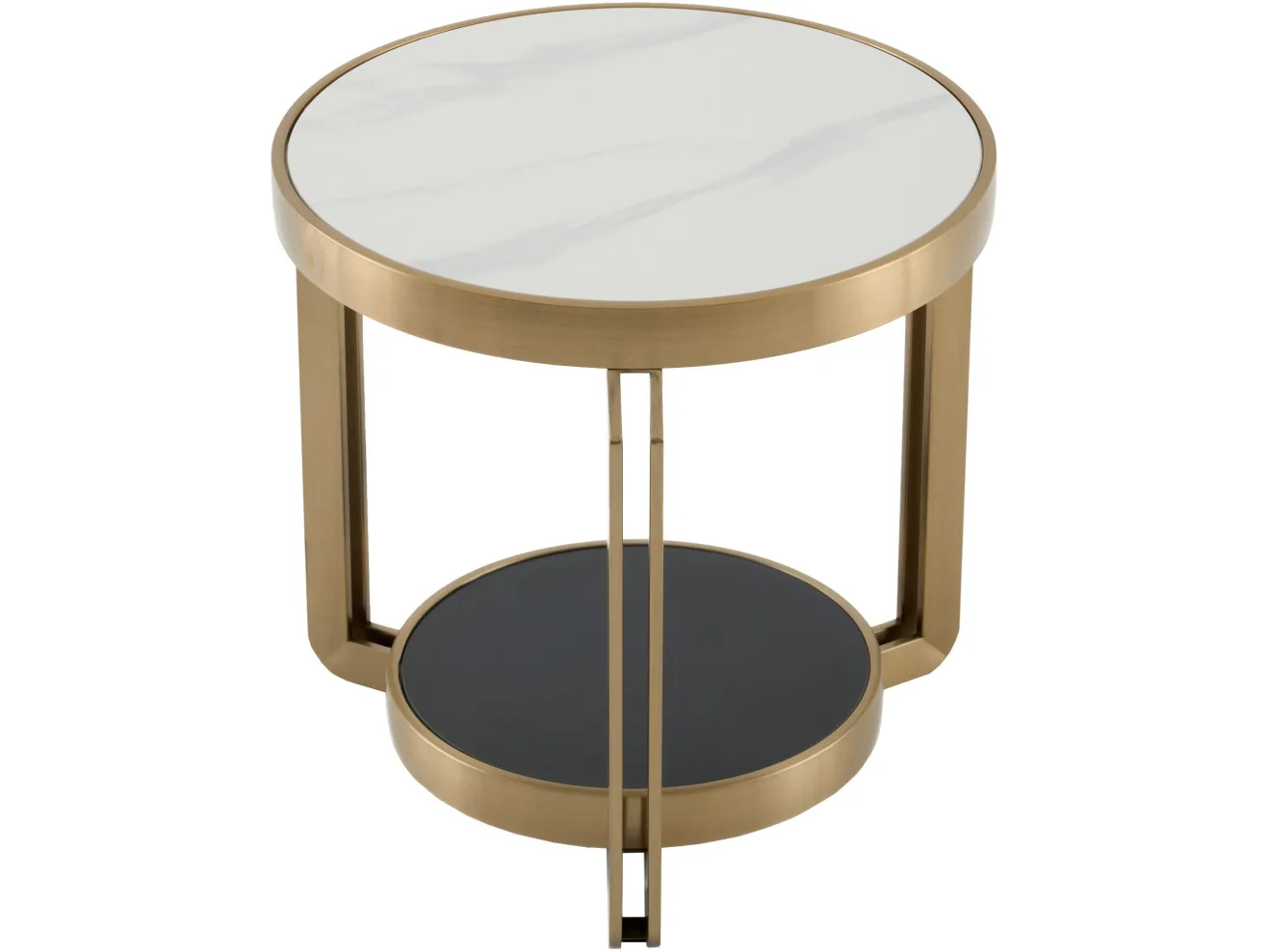 Стол журнальный STOOL GROUP Калисто 55*55 Светлая и темная керамика, сталь шампань арт. 1004389601