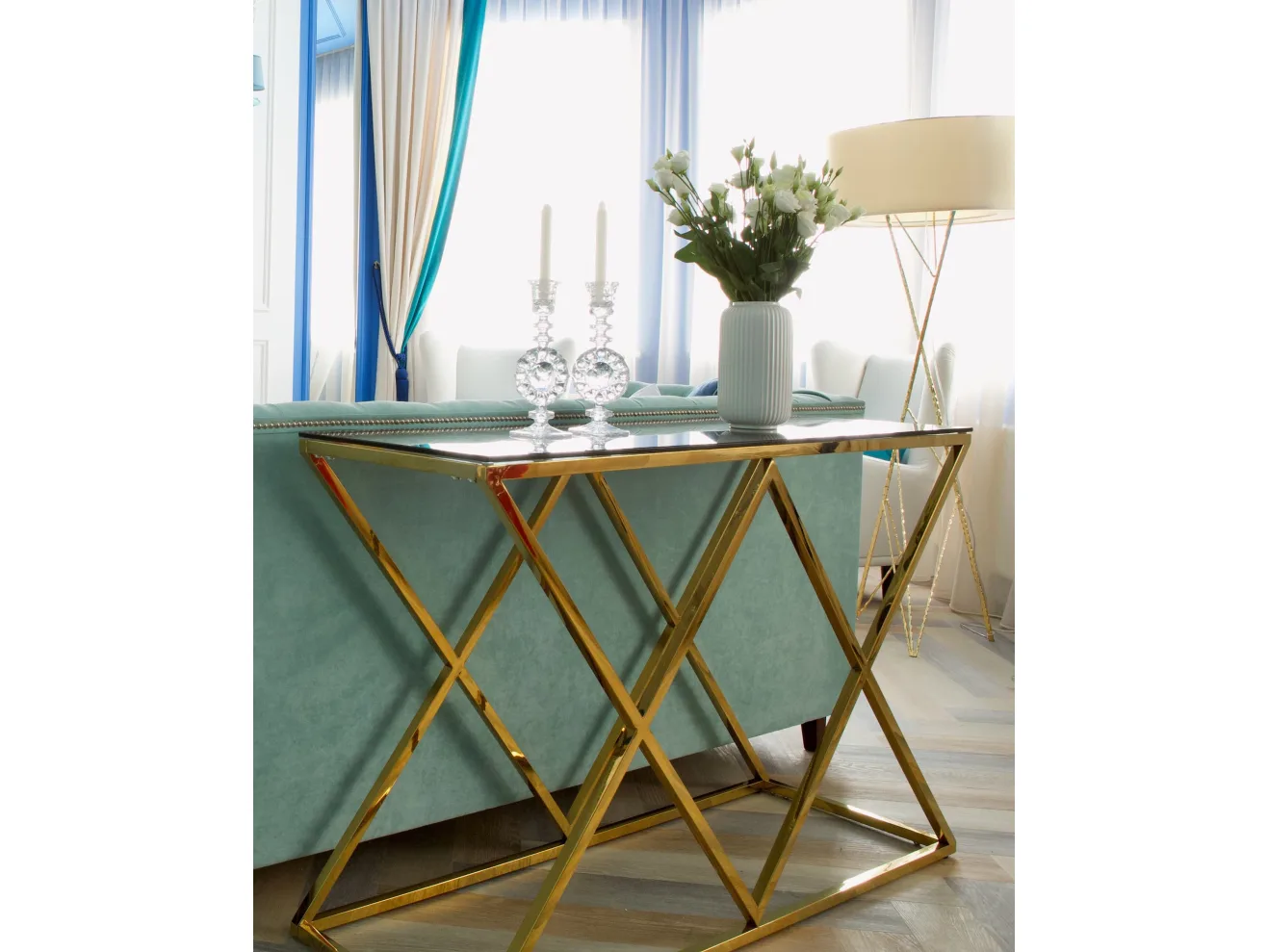 Консоль Stool Group ИНСИГНИЯ 120х40 Стекло smoke/Сталь золото арт. 0195137402
