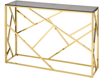 Консоль Stool Group АРТ ДЕКО 115х30 Стекло smoke/Сталь золото